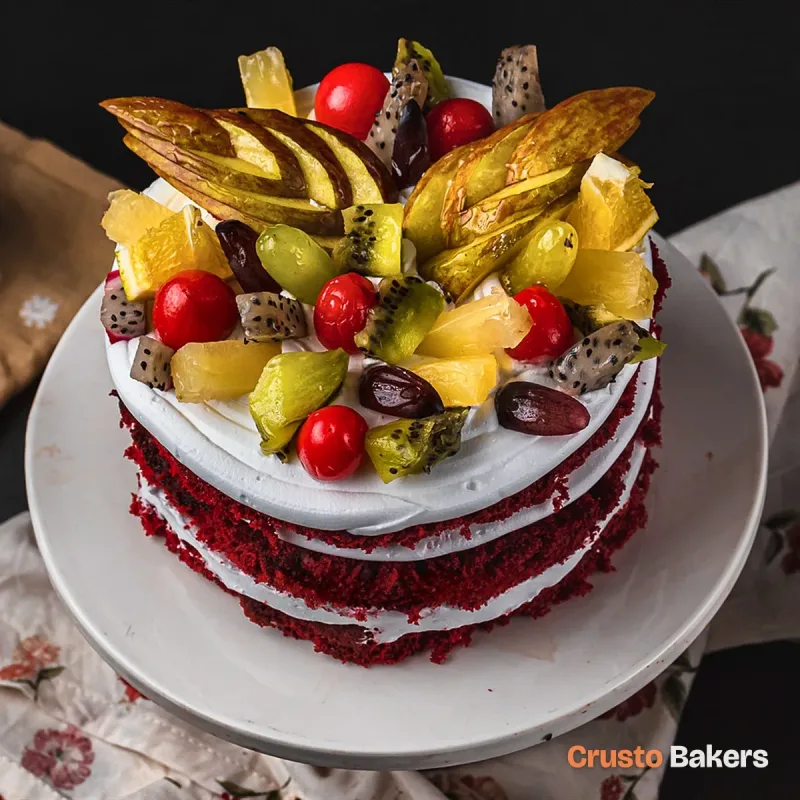 Naked Velvet Fruit cake design
